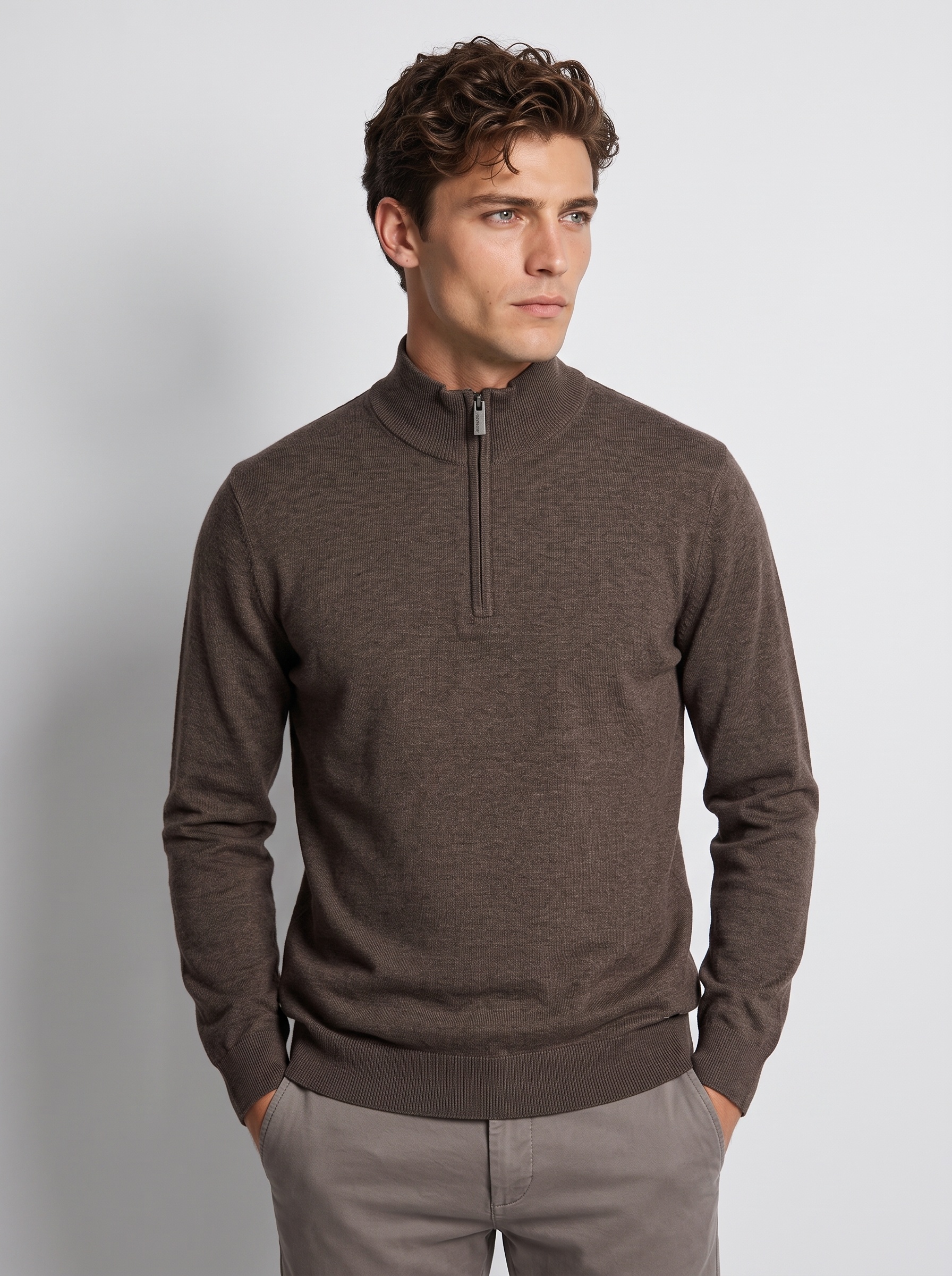 Markup Uomo Maglieria Maglione Lupetto Zip Viscosa
