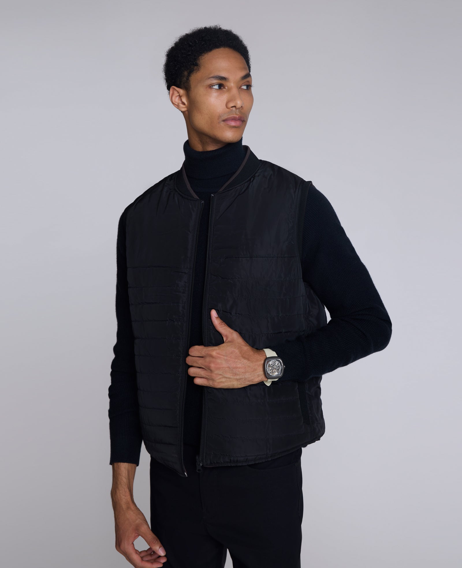 Kenneth Cole Reaction Reversible Vest gilet reversibile nero e marrone idrorepellente