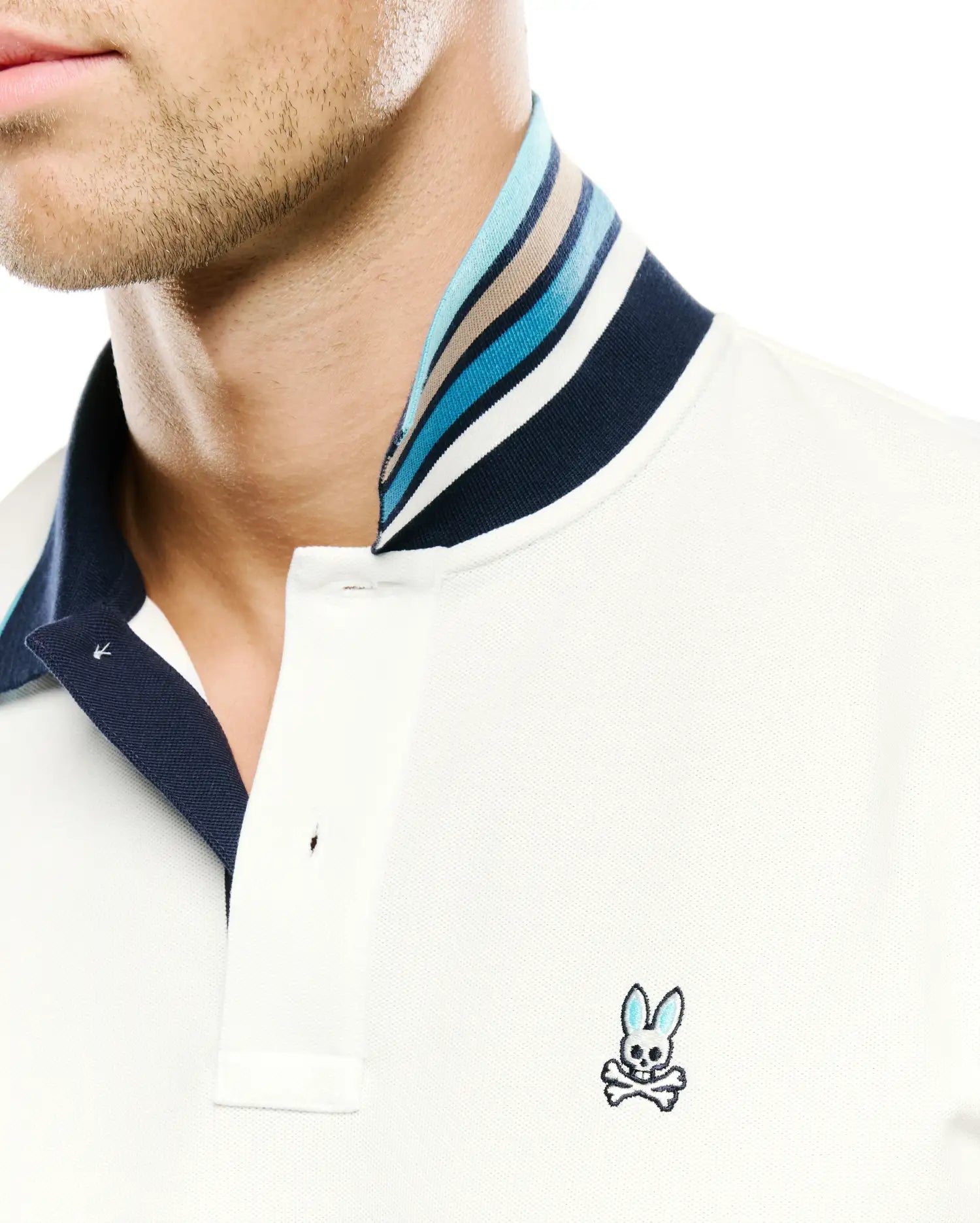 Psycho Bunny Men's Polos Klaus polo piqué ecru in cotone Pima