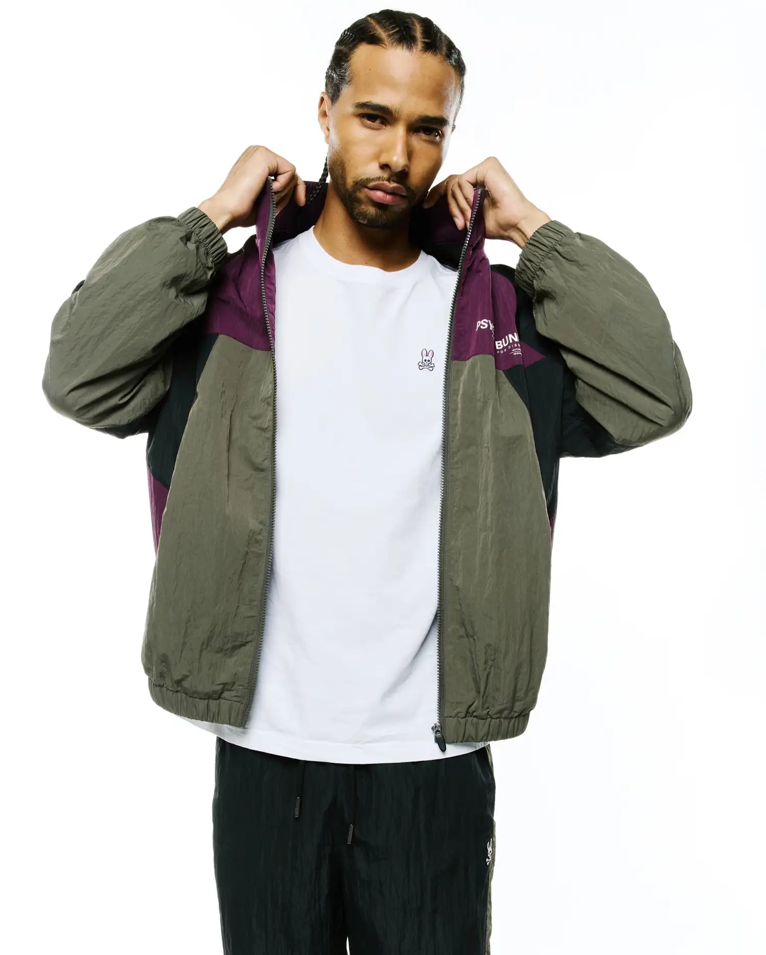 Psycho Bunny Jackets MEN'S ALDER NYLON COLORBLOCK JACKET - MT0500205 giacca nera nylon