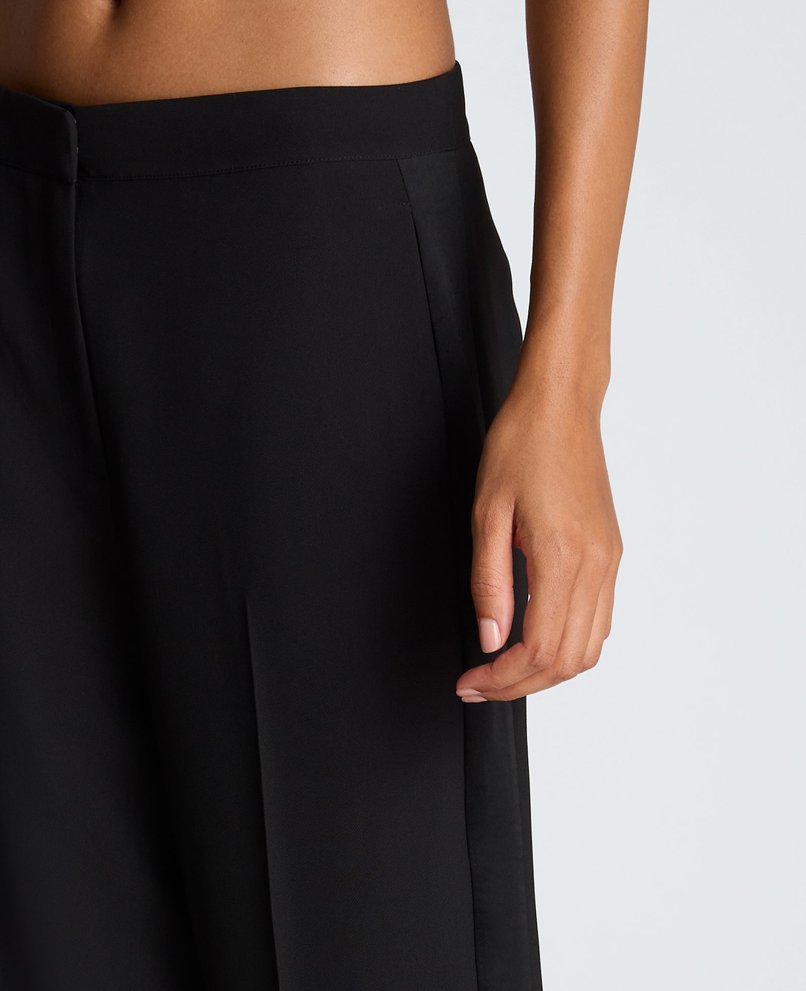 Kenneth Cole Reaction Clothing Fly Front High Rise Side Striped Wide Leg Pant pantaloni neri a vita alta
