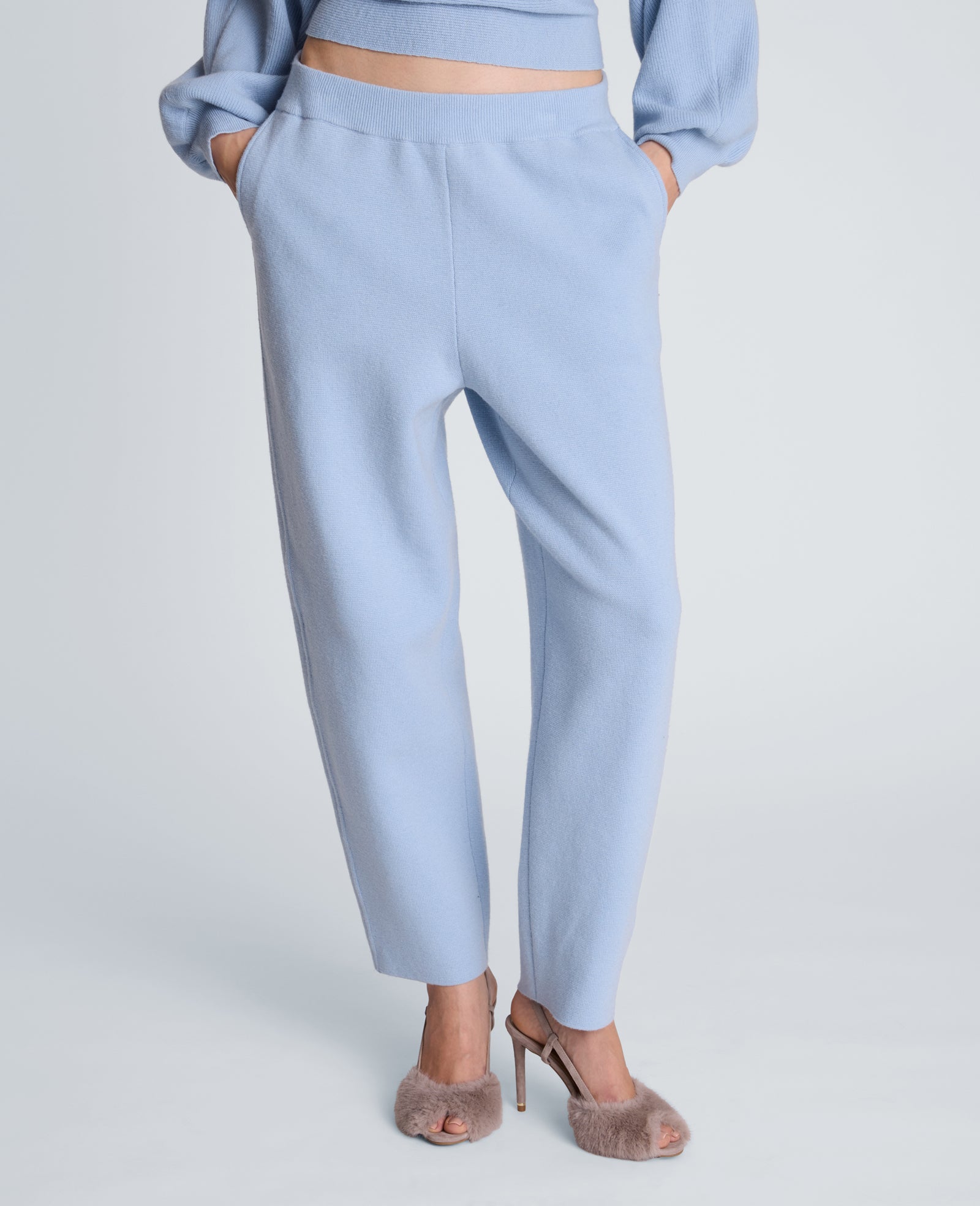 Kenneth Cole Reaction Clothing Barrel Leg Sweater Pull On Pant pantaloni blu in maglia