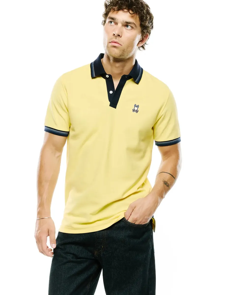 Psycho Bunny Men's Polos Jaydon Pima Piqué Polo uomo giallo cotone