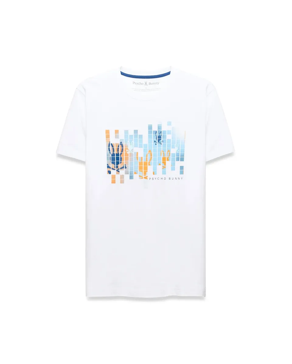 Psycho Bunny Men's Tees Zander Pima Cotton Graphic Tee maglietta bianca