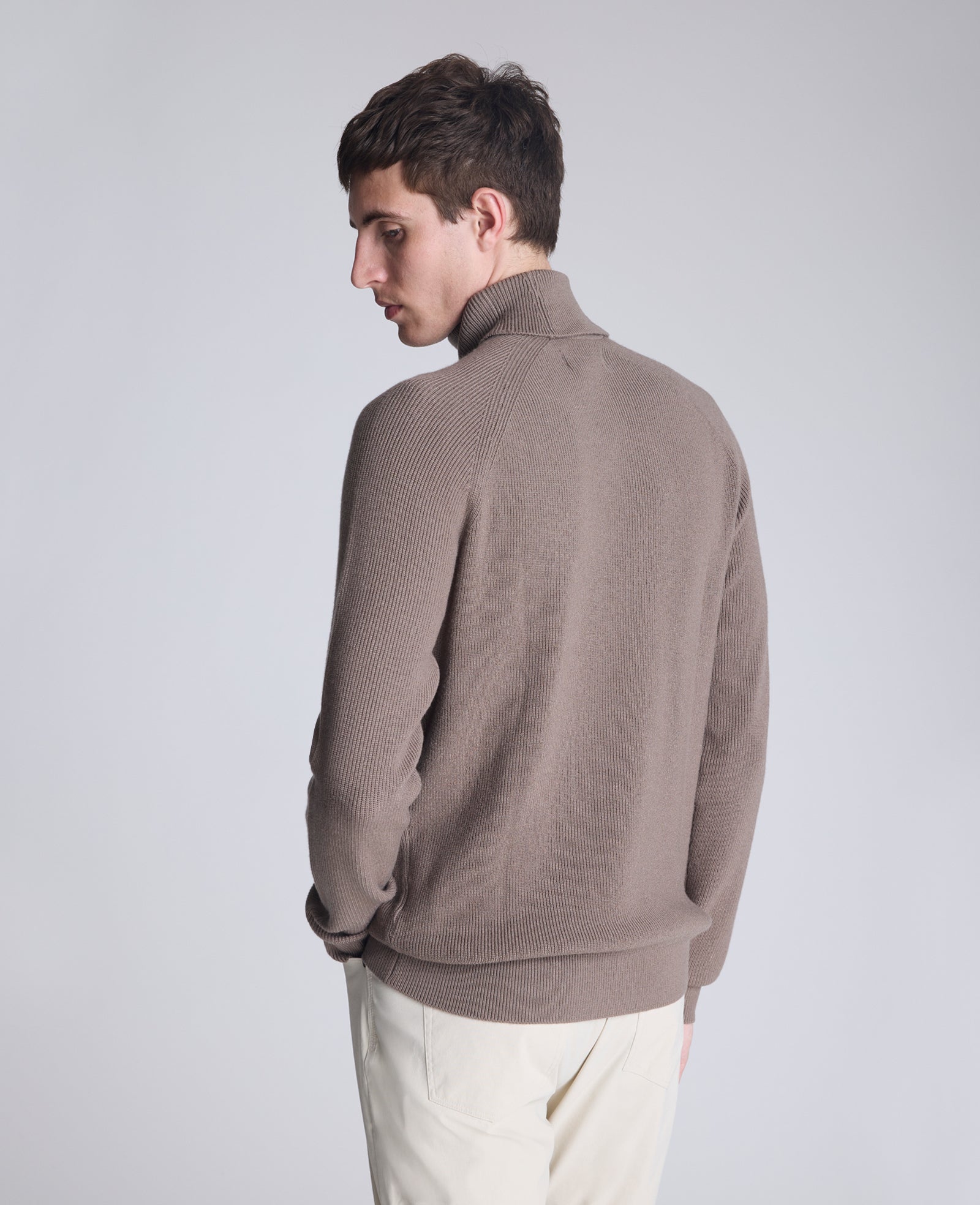 Kenneth Cole Reaction Foldover Turtleneck maglione marrone mélange