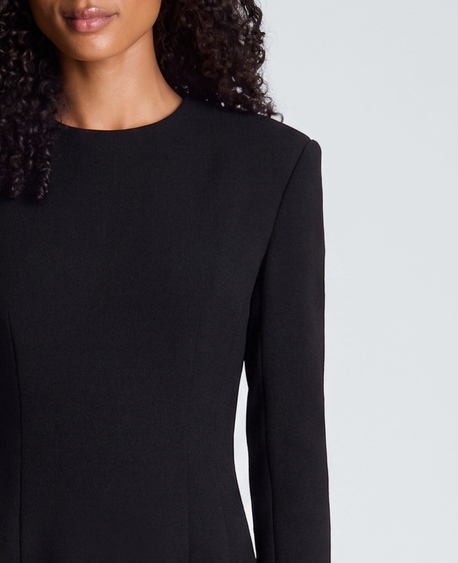 Kenneth Cole Reaction Clothing Long Sleeve Textured Crepe Mini Suit Dress abito mini nero