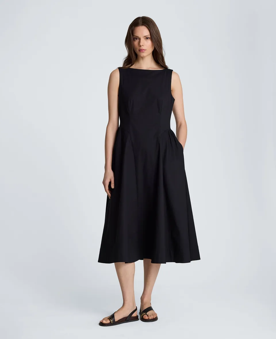 Kenneth Cole Reaction Clothing Sleeveless Boat Neck Midi Dress abito midi nero scollo a barca