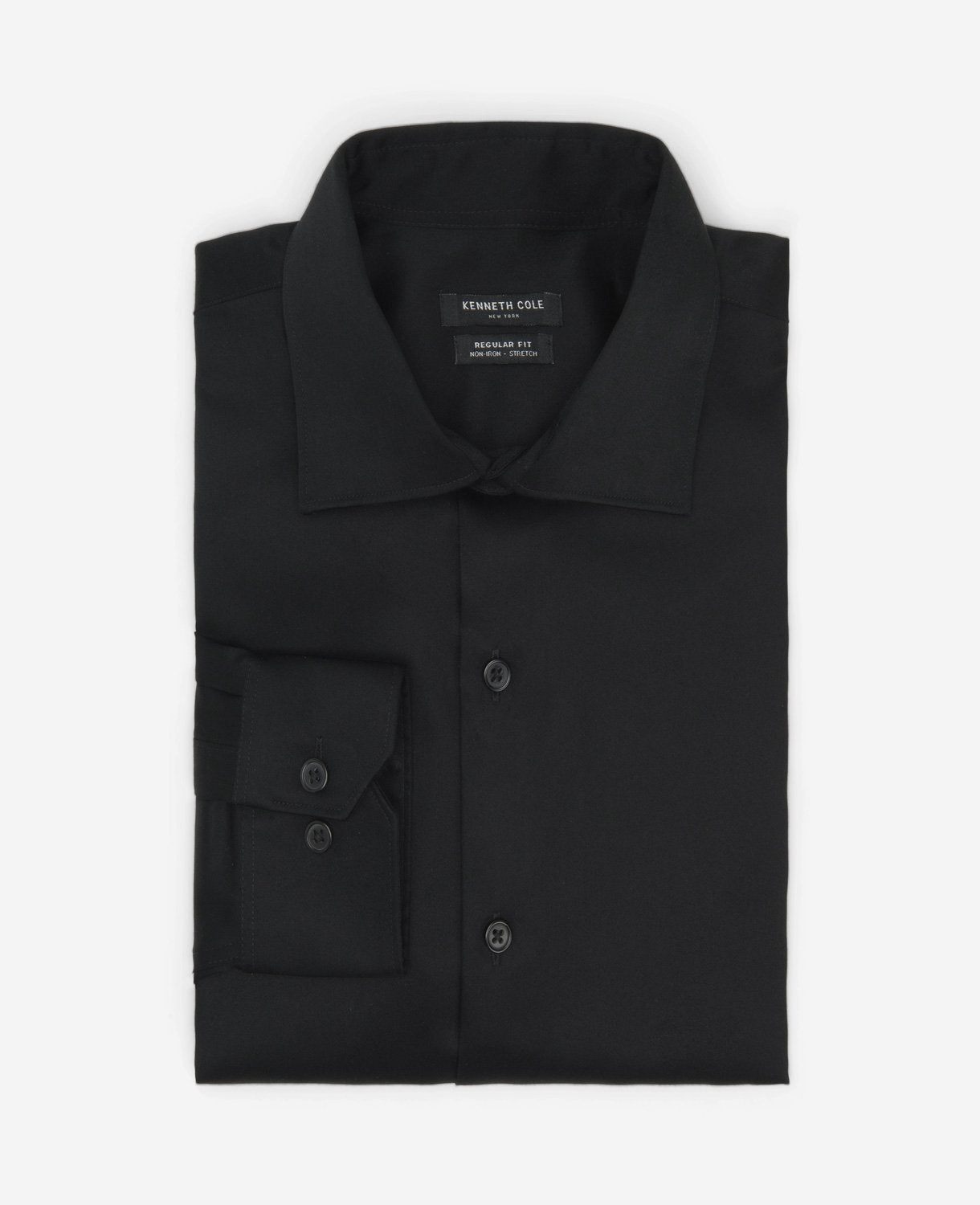 Kenneth Cole Reaction Clothing Regular-Fit Button-Down Stretch Dress Shirt with TEK FIT camicia nera