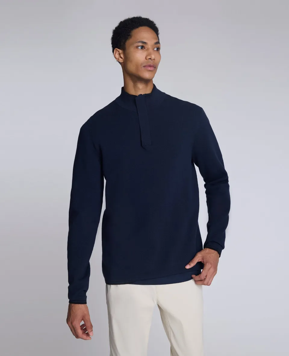 Kenneth Cole Reaction Clothing Quarterzip Pullover Sweater maglione blu navy