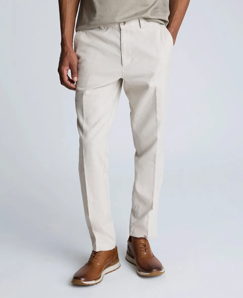 Kenneth Cole Reaction Clothing Linen Blend Slim Fit Flat Front Chino Pant pantaloni chino String 29/30 slim