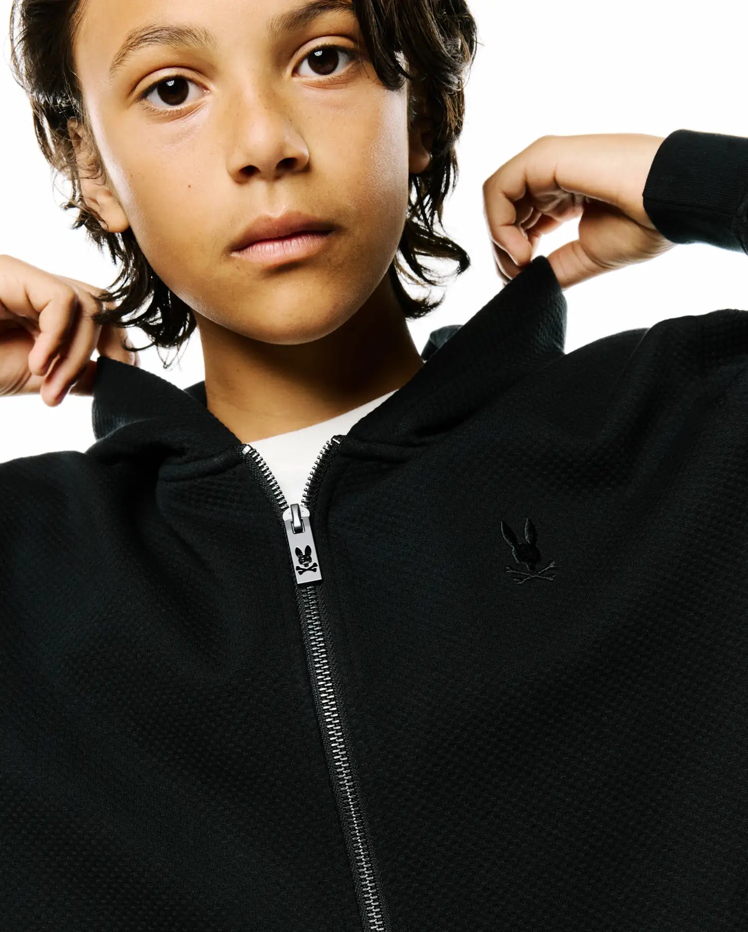Psycho Bunny Kids Sweatshirts & Hoodies KIDS MARC FULL-ZIP HOODIE KT0500082 felpa nera