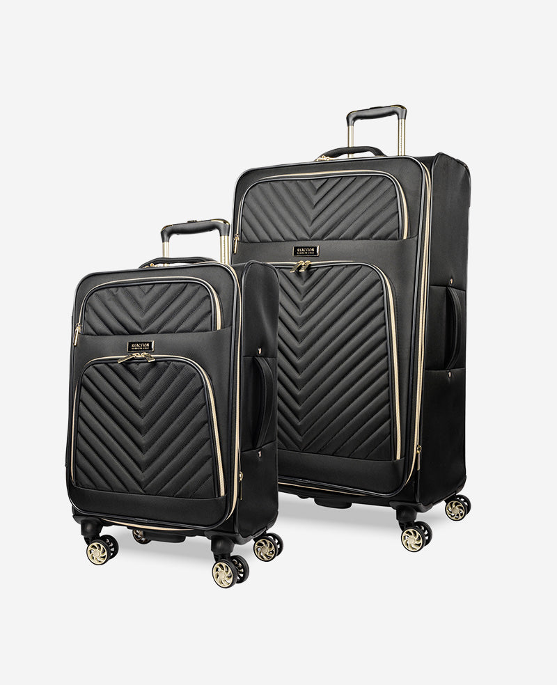 Kenneth Cole Reaction Luggage Chelsea Chevron Quilted Expandable Suitcase valigia nera