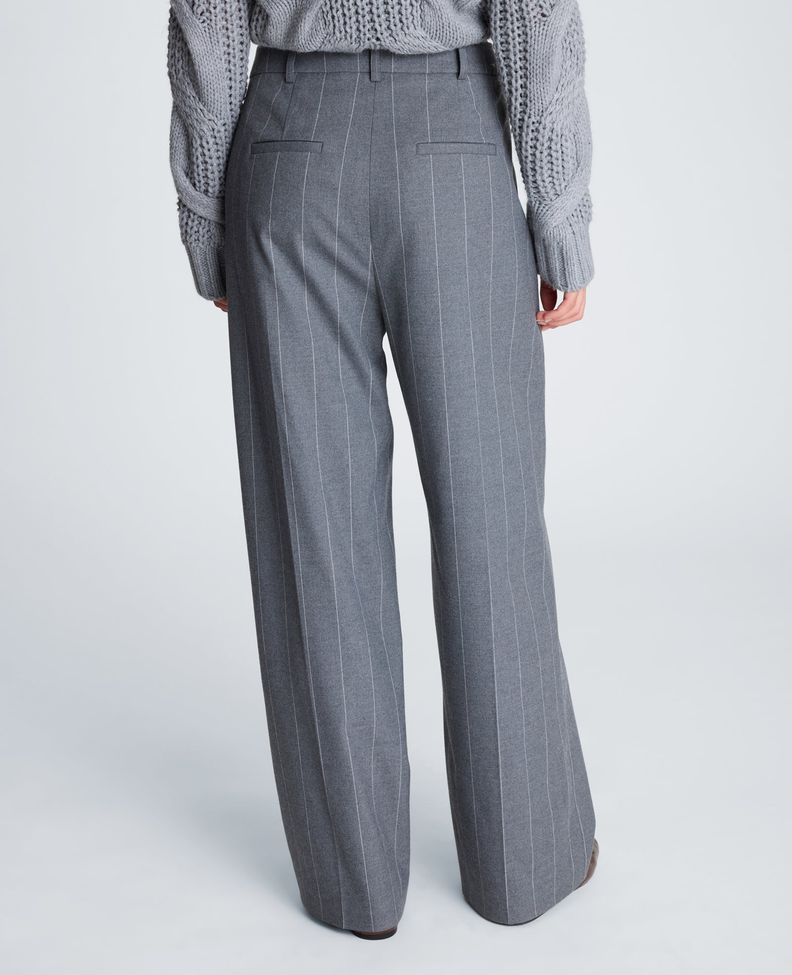 Kenneth Cole Reaction Clothing Fly Front High Rise Wide Leg Pant pantaloni a vita alta grigio mélange