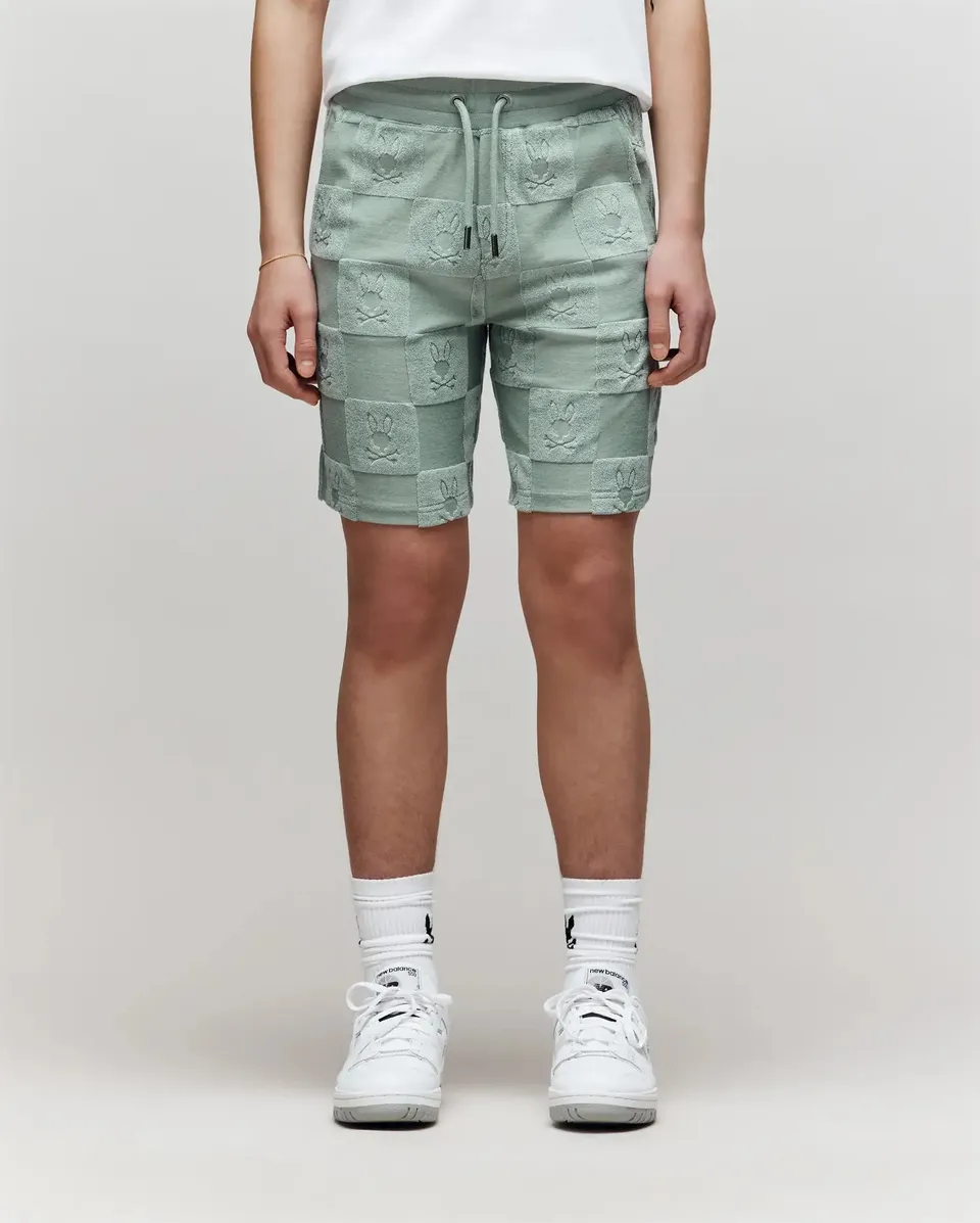 Psycho Bunny Kids Bottoms Kids Kelvin Towel Terry Sweatshort 3 1/2"- 7 1/4" KB0900002 shorts 335 Iceberg Green in spugna
