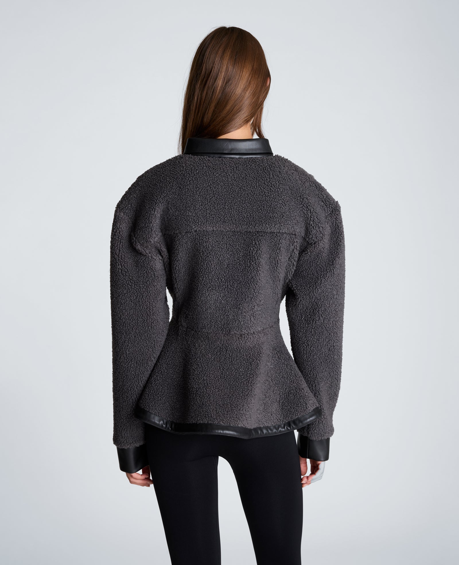 Kenneth Cole Reaction Clothing Peplum Button Down Combination Shirt nera