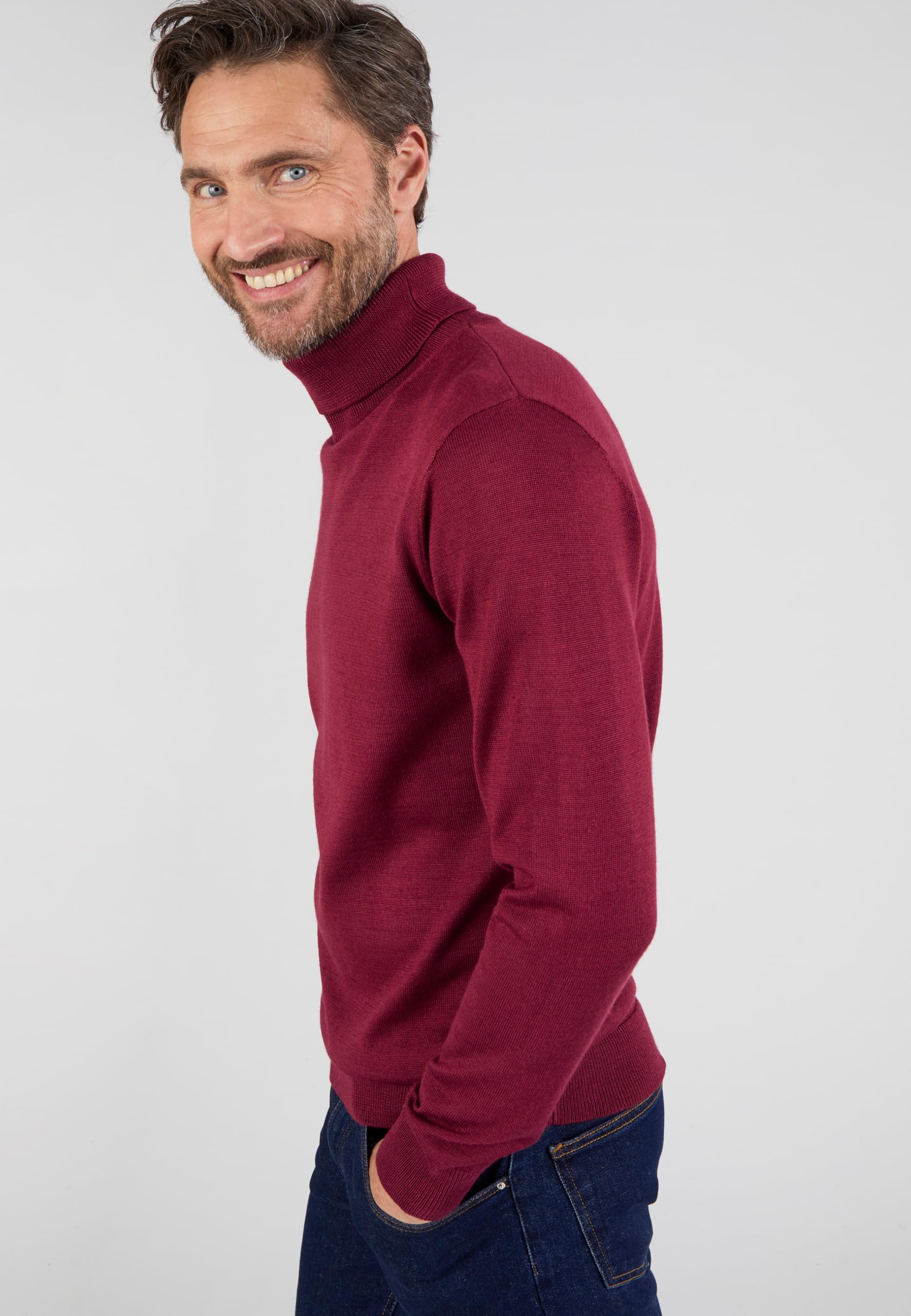 Damart Prêt-à-porter Maglione classico dolcevita da uomo maglione rosso bordeaux