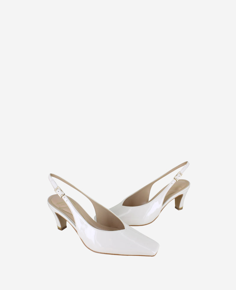 Kenneth Cole Reaction Shoes Meilani Patent Point Toe Slingback scarpa ecru patent