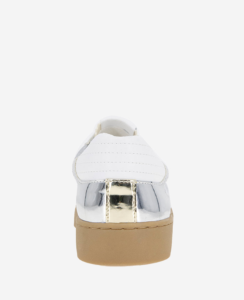 Kenneth Cole Reaction Shoes Sam Metallic Leather Mesh sneaker argento