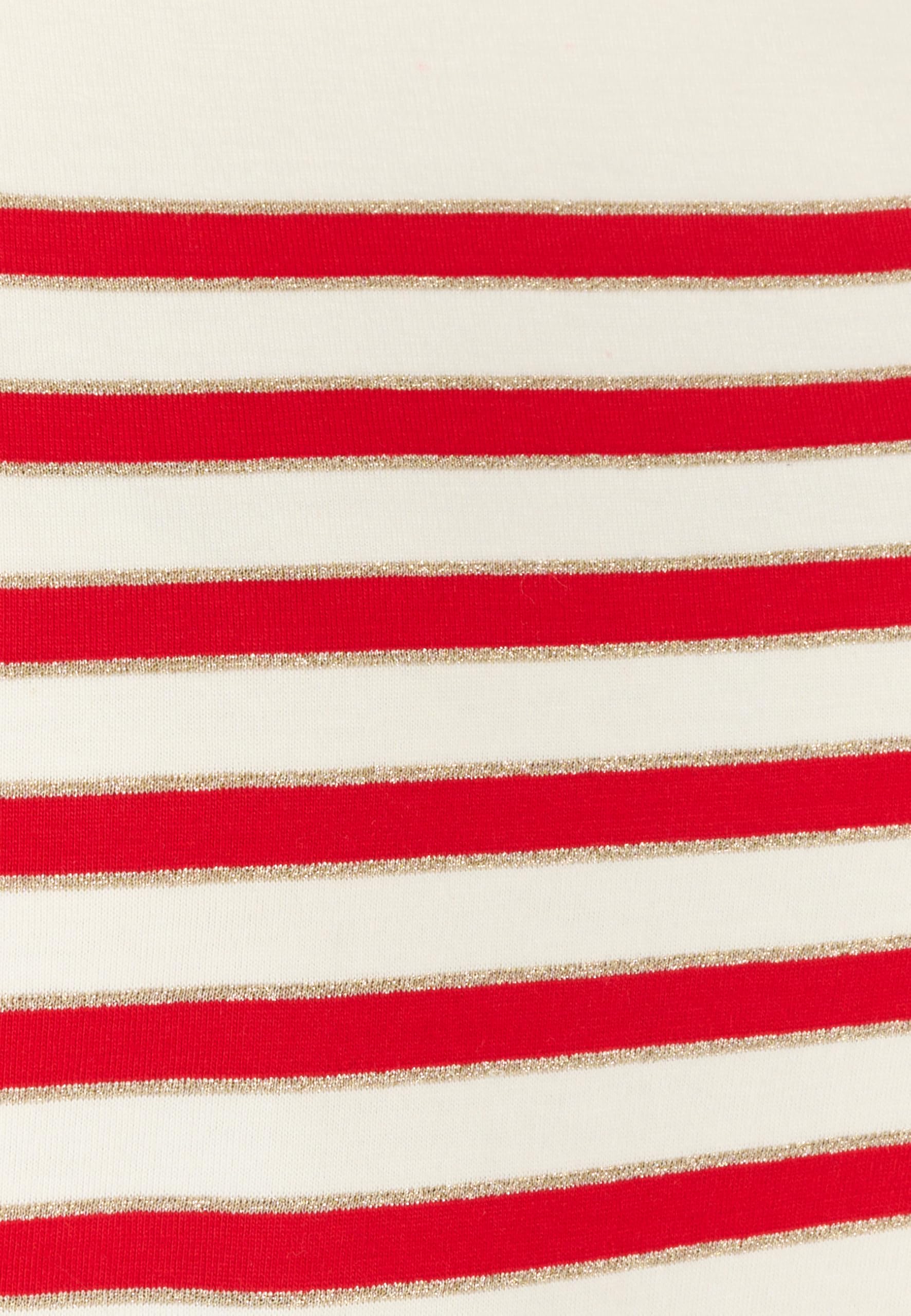 Damart Prêt-à-porter Mariniera Brillante maglia bianco rosso a righe manica 3/4