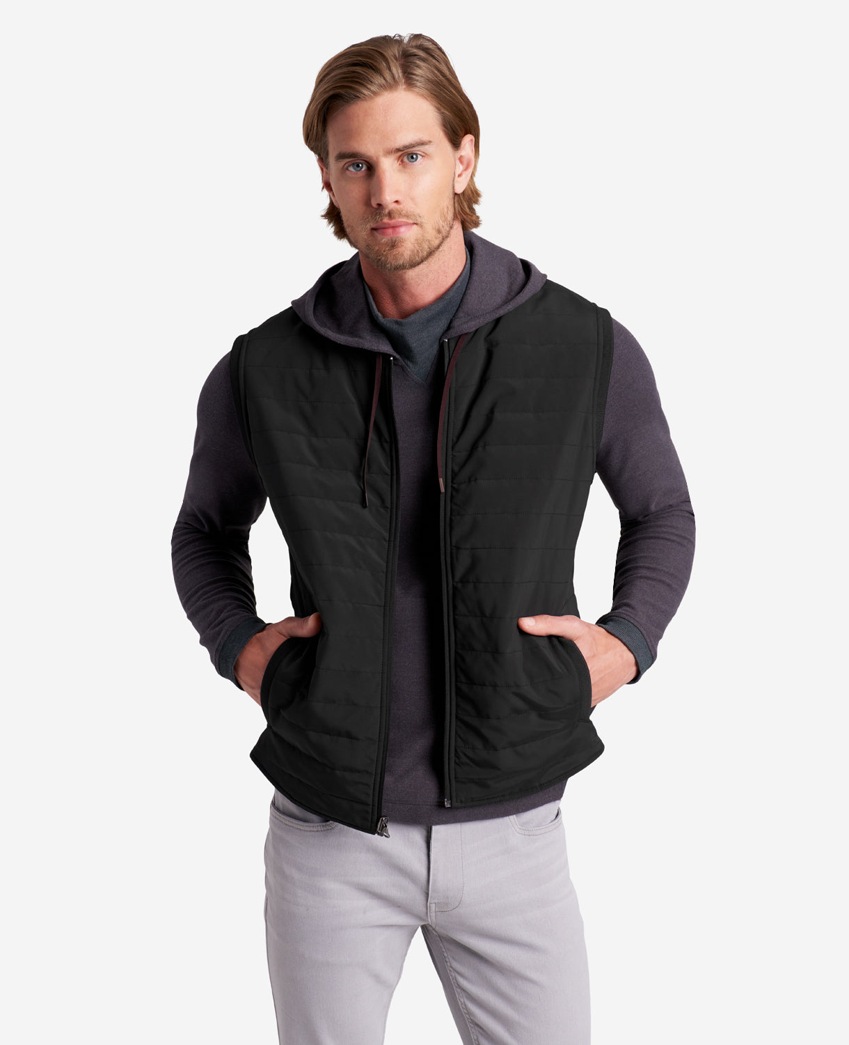 Kenneth Cole Reaction Reversible Water-Resistant Vest gilet marrone e nero imbottito