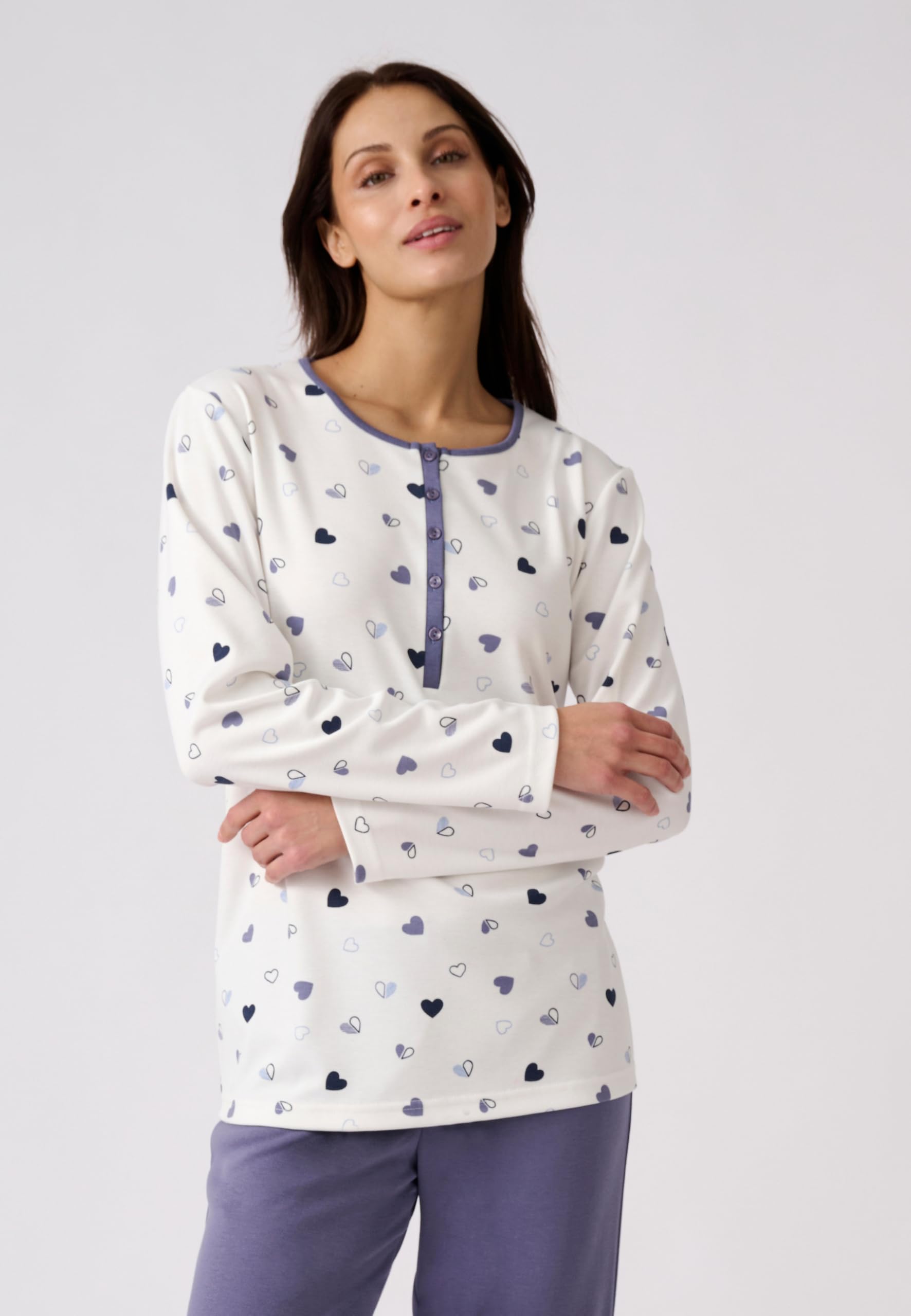 Damart Homewear Thermolactyl Pigiama donna bianco rosa stampato caldo