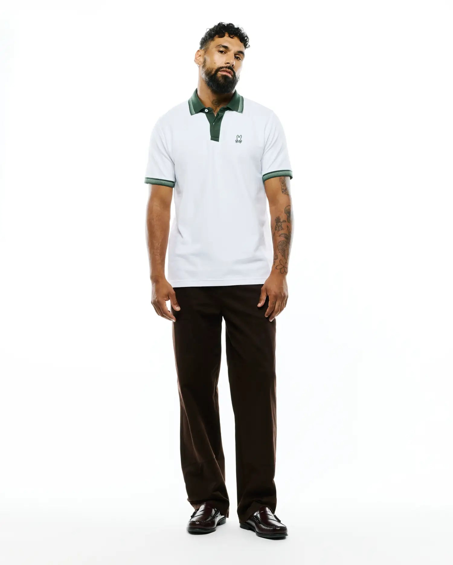 Psycho Bunny Men's Polos Jaydon Pima Piqué Polo uomo bianco cotone