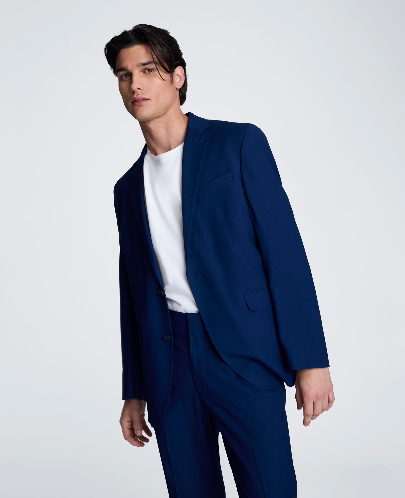 Kenneth Cole Reaction Clothing Slim-Fit Stretch Suit Separate Jacket giacca blu elasticizzata