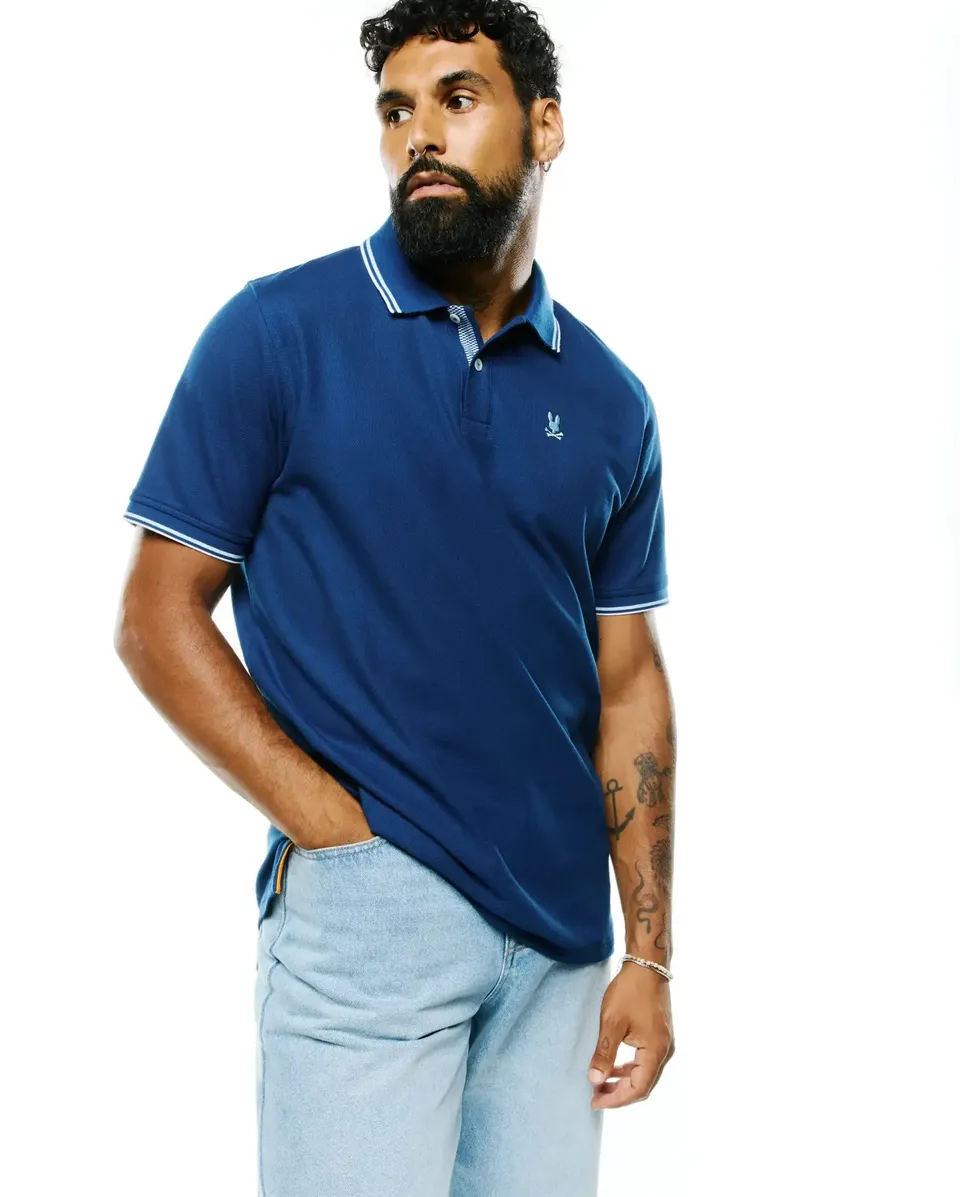 Psycho Bunny Men's Polos Stan Pima Piqué Polo polo blu navy
