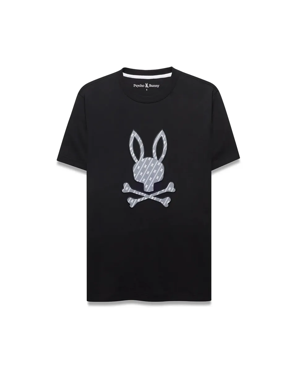Psycho Bunny Men's Tees Jaden Appliqué Graphic Tee t-shirt nera cotone