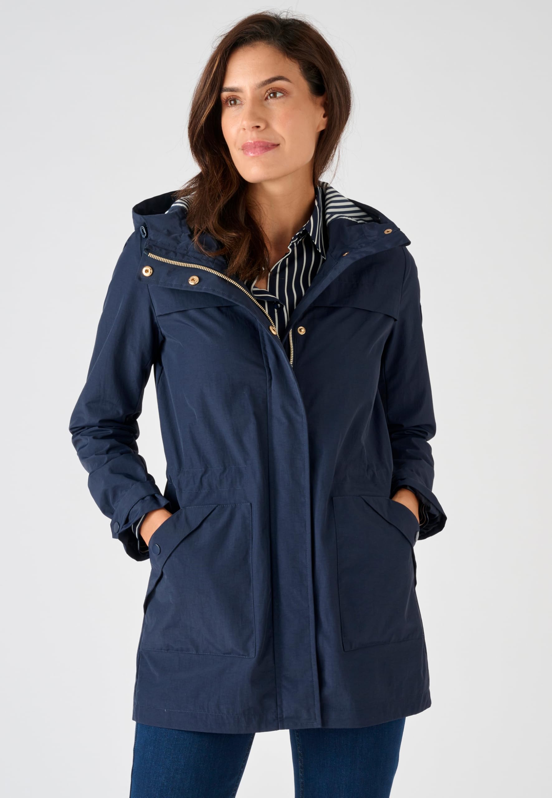 Damart Prêt-à-porter Parka Leggero Fantasia a righe parka blu marino 38-40 idrorepellente