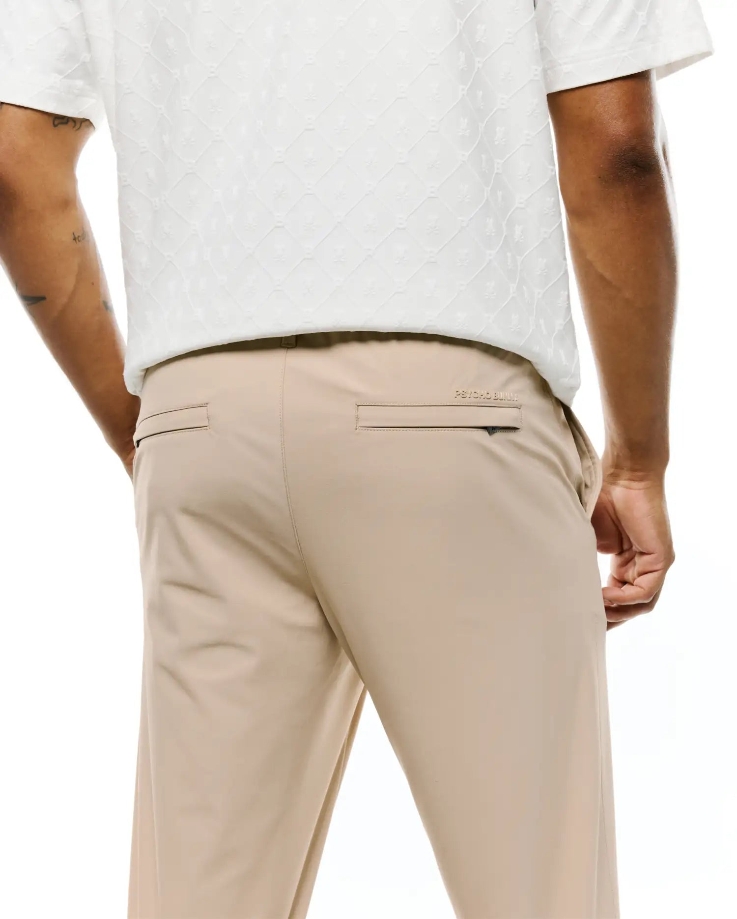 Psycho Bunny Men's Pants Edward 10K pantaloni tapered beige elasticizzati