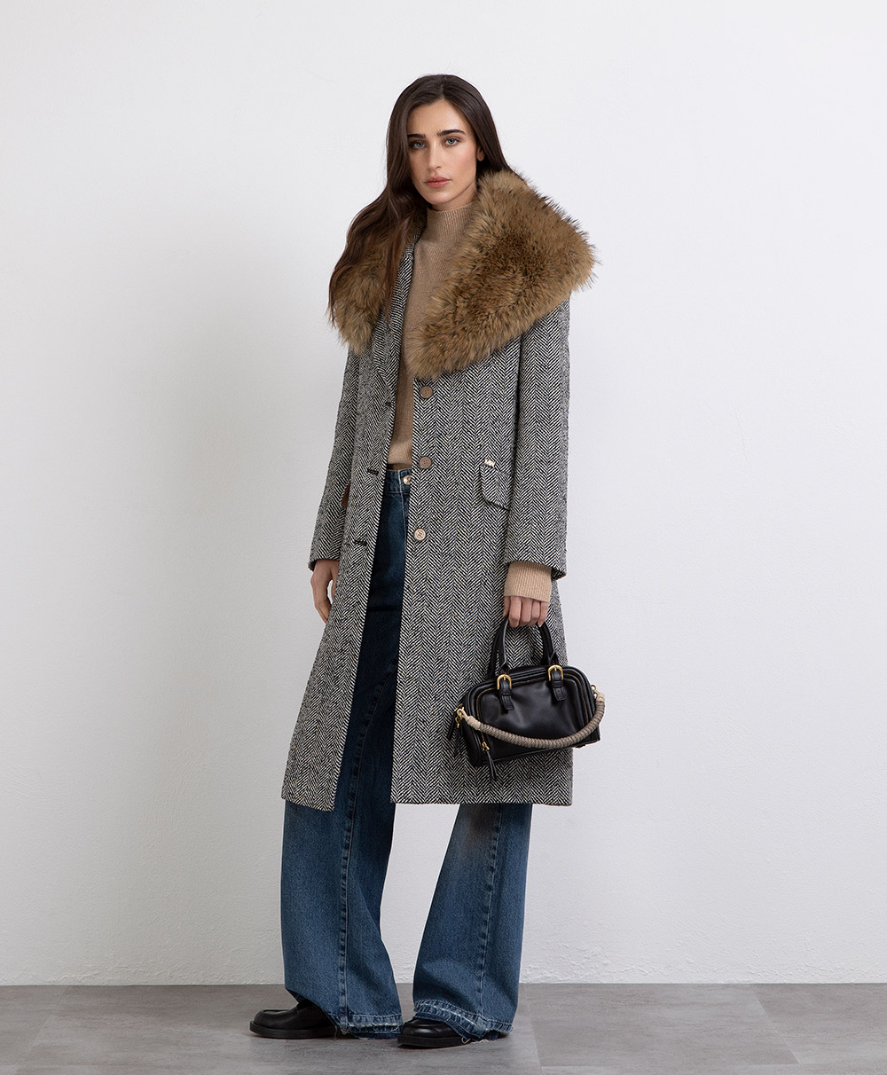 Markup Donna Cappotti Cappotto lungo monopetto in tessuto spigato