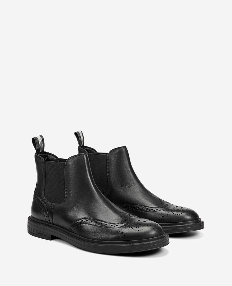 Kenneth Cole Reaction Shoes Frank Double Gore Wingtip Chelsea Boot stivaletto nero pelle