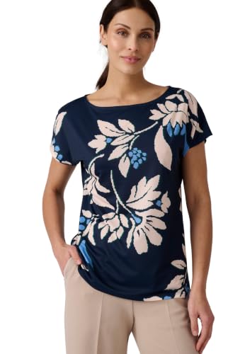 Damart Prêt-à-porter T-shirt in maglia crêpe blu a maniche corte