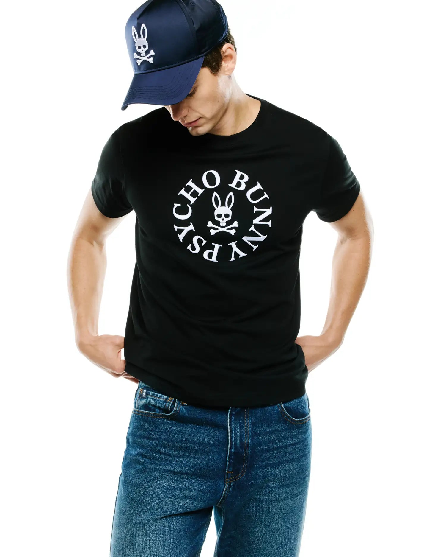 Psycho Bunny Men's Tees Vallance t-shirt nera in cotone Pima