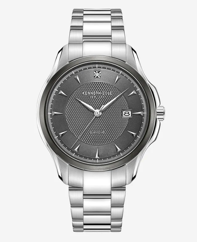 Kenneth Cole Reaction Genuine Diamond orologio nero e argento