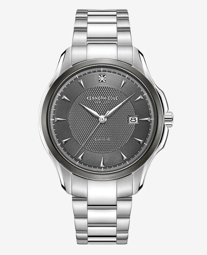 Kenneth Cole Reaction Genuine Diamond orologio nero e argento