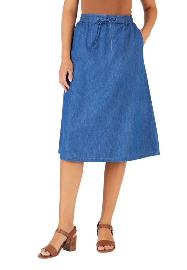 Damart Prêt-à-porter gonna chambray Blu Denim Medio 54
