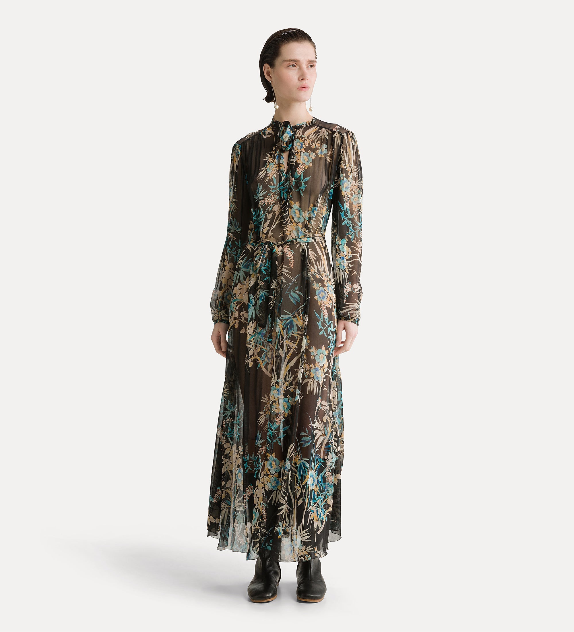 Forte abiti le bambou secret crepon midi dress abito midi ossidiana fantasia