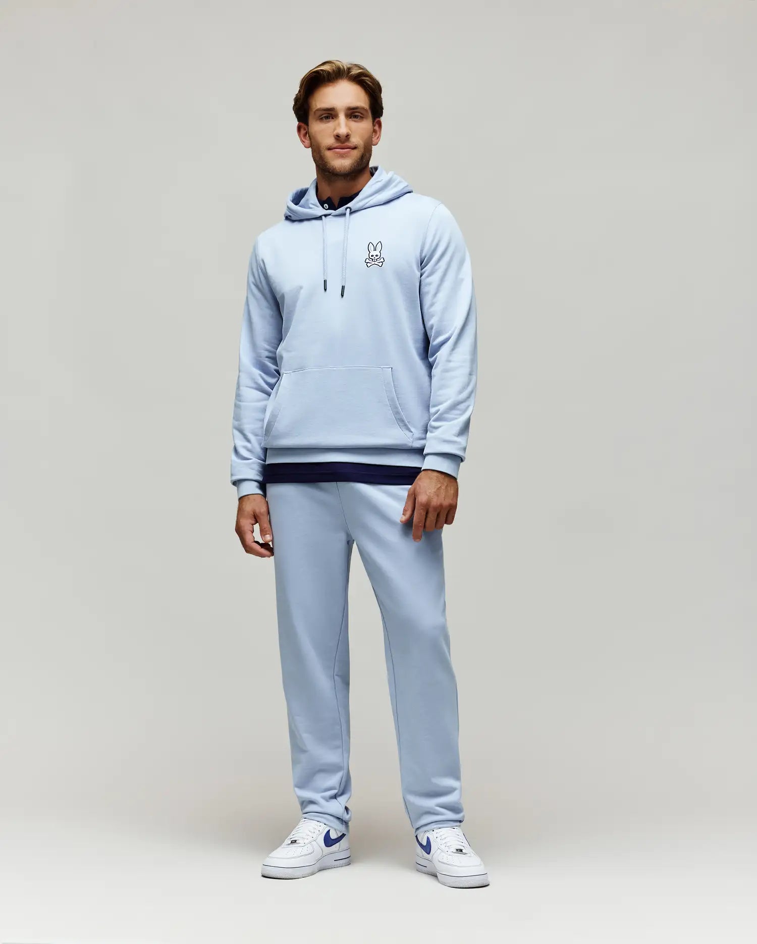 Psycho Bunny Men's Sweatshirts & Hoodies Timothy 4K Bunny Hoodie felpa 410 Zen Blue