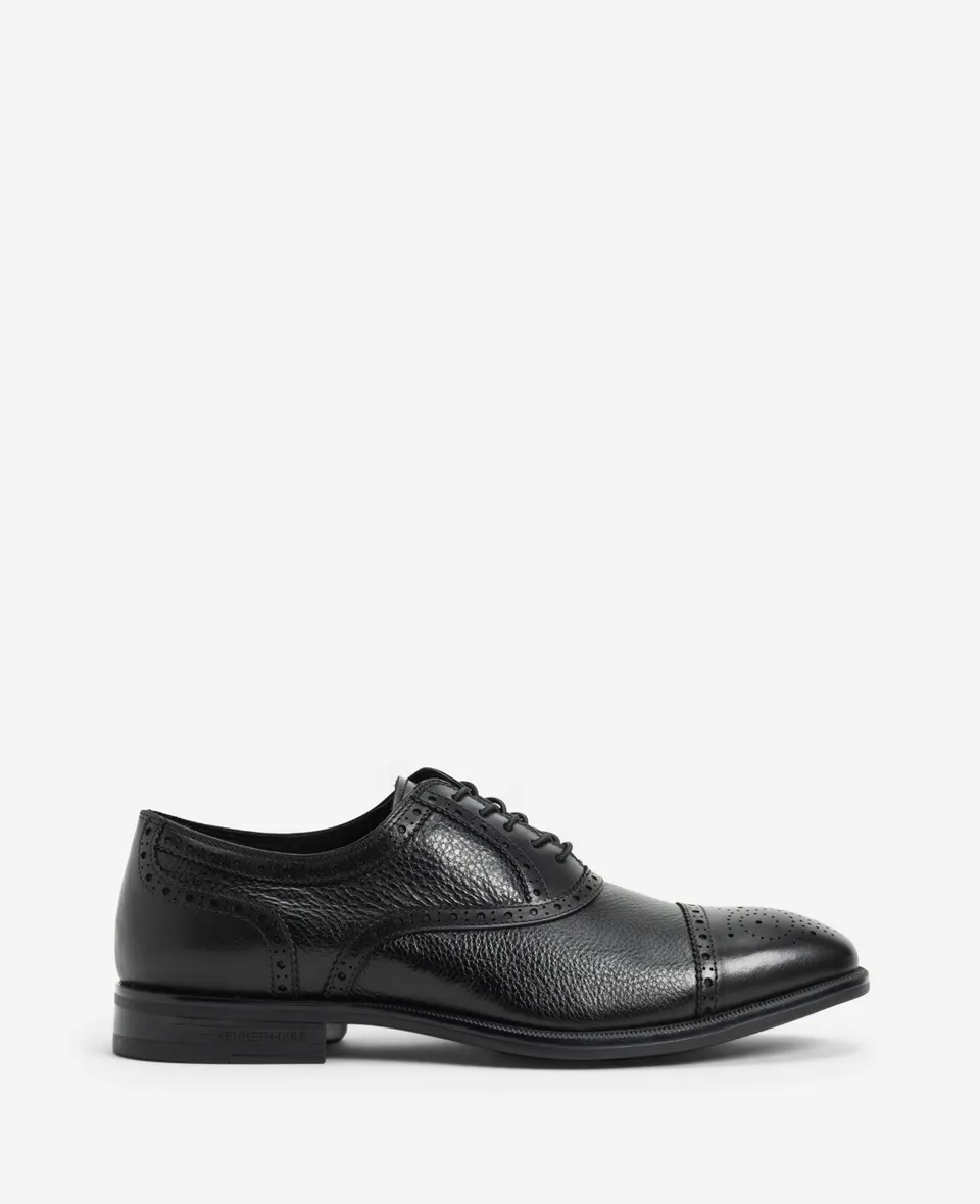 Kenneth Cole Reaction Shoes Futurepod Leather Lace-Up Oxford with Medallion Cap Toe scarpa nera