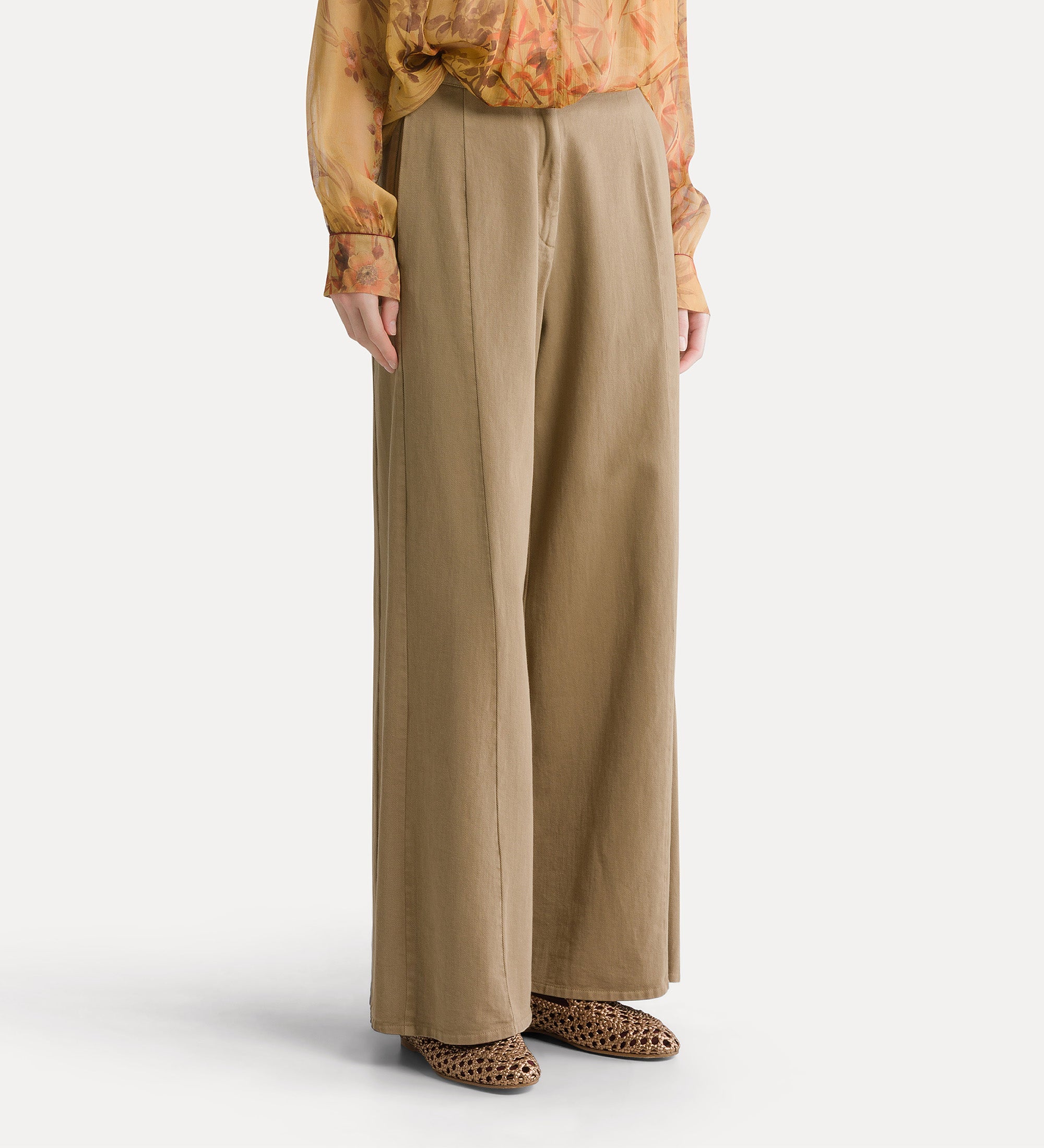 Forte pantaloni pantaloni in twill di cotone Cumino ampi