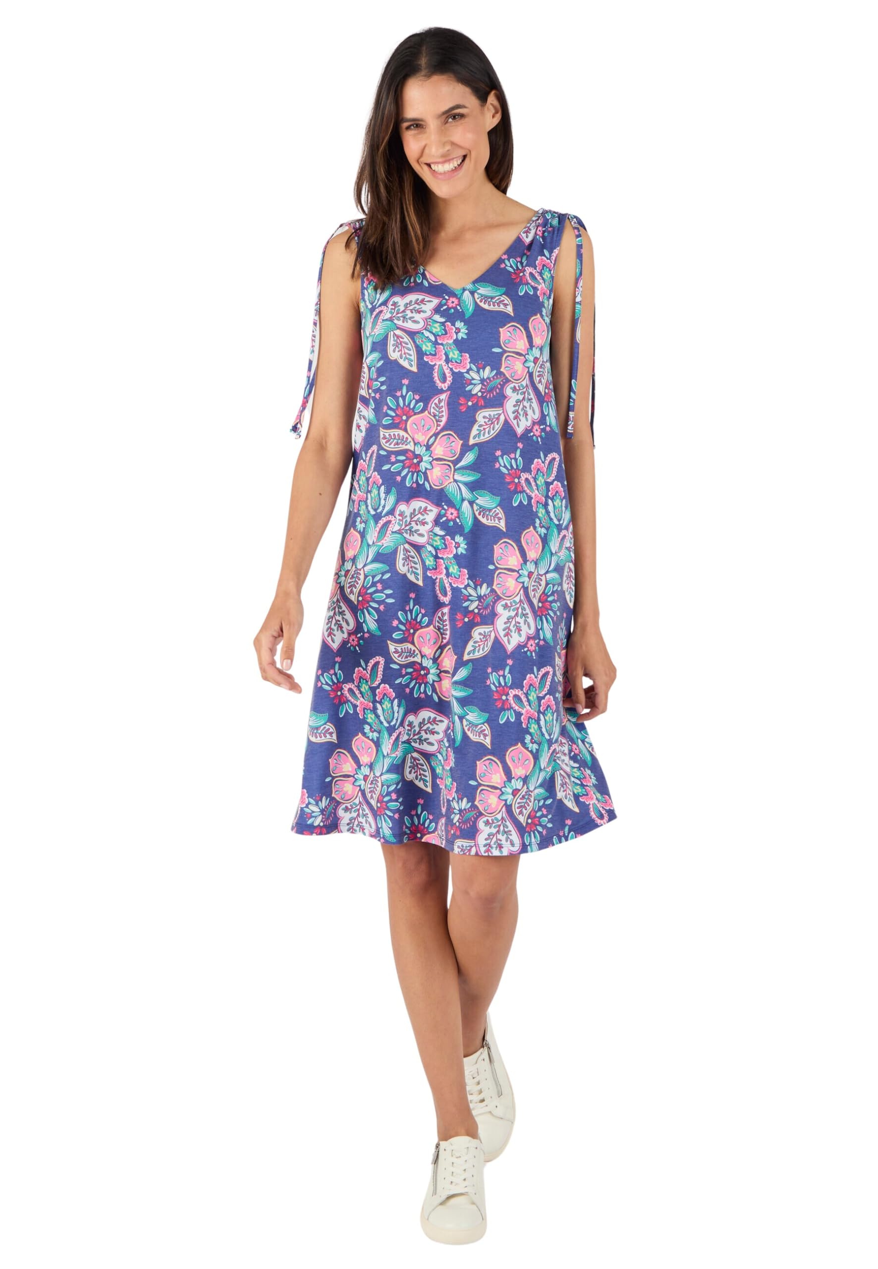 Damart Climatyl Abito svasato in maglia Blu Tropicale 38-44 fresco