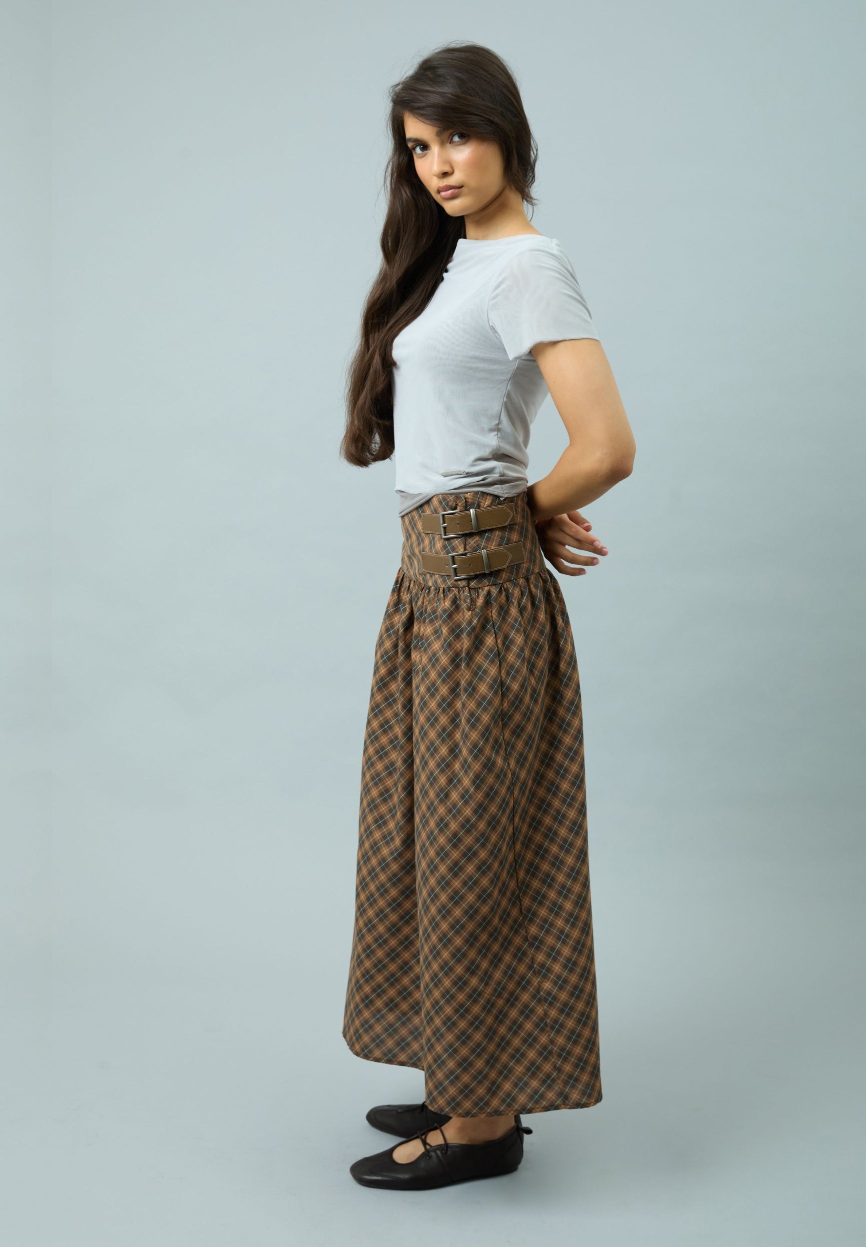 House Of Sunny Women's Skirts CHECK BUCKLE SKIRT gonna midi a quadri UK 6-18