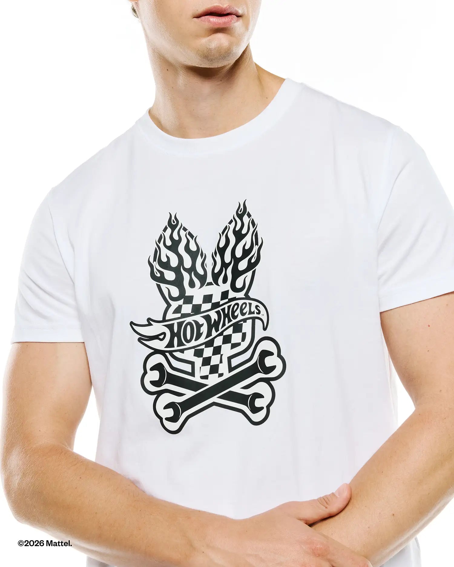 Psycho Bunny Men's Tees Hot Wheels Graphic Tee t-shirt uomo bianca cotone Pima