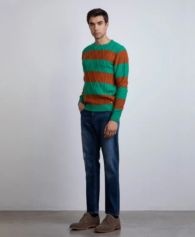 Markup Uomo Maglieria Girocollo a trecce color block maglione