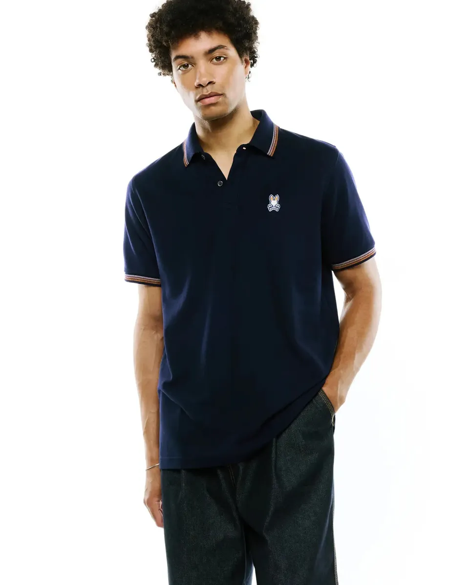 Psycho Bunny Men's Polos Jaydon Pima Piqué Polo polo 423 Baritone Blue
