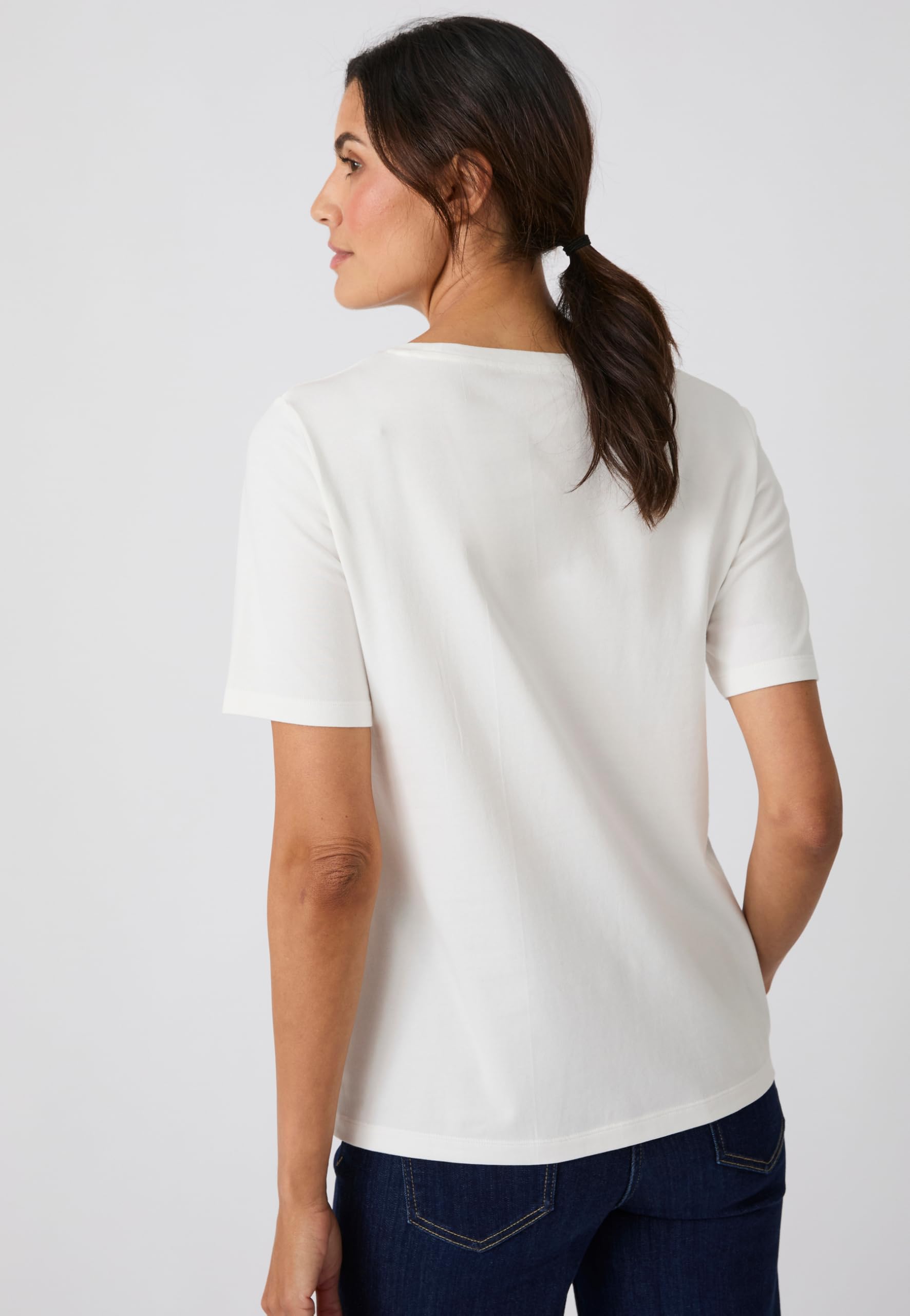 Damart Prêt-à-porter T-Shirt Perle Fantasia maglietta bianca con perle