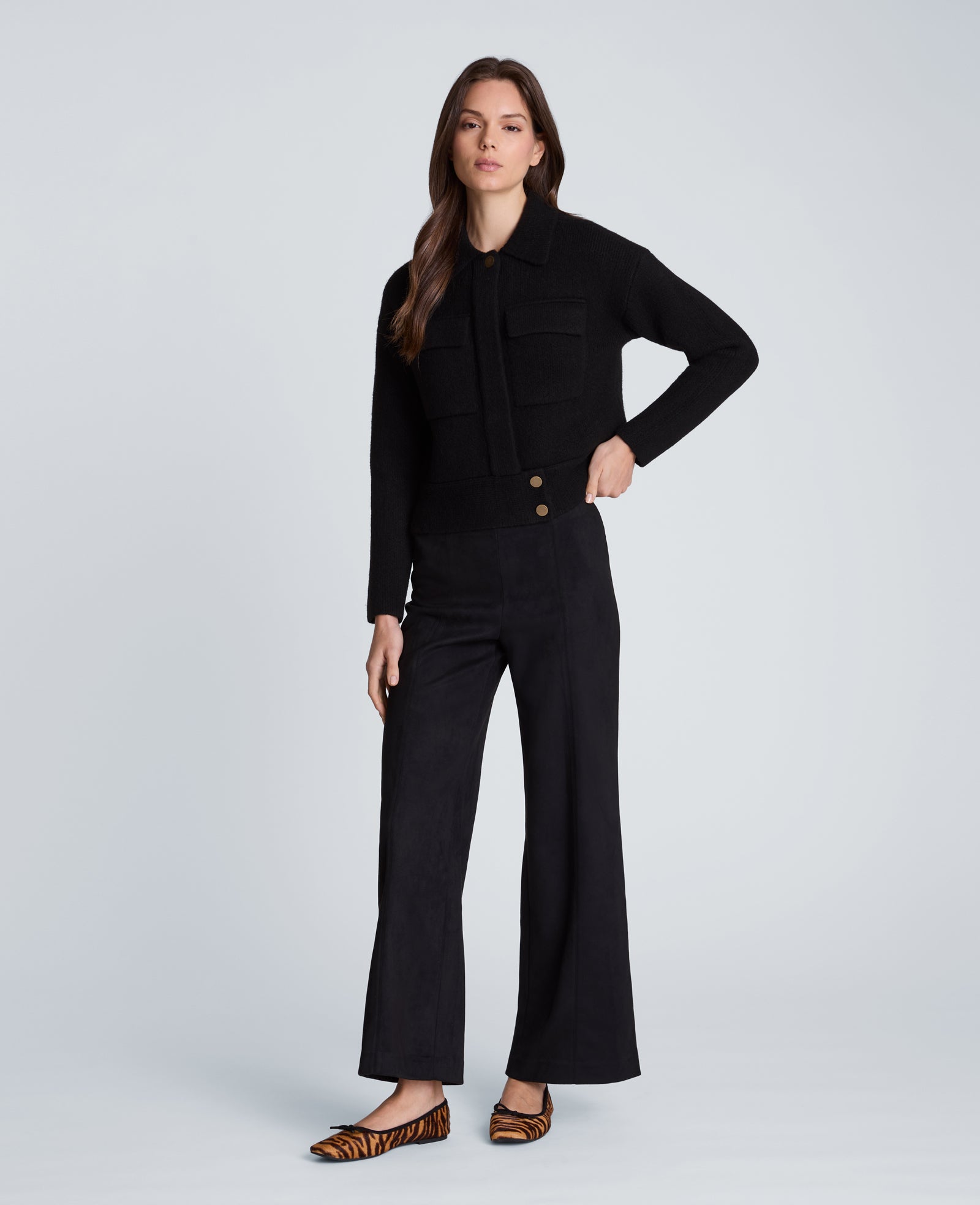 Kenneth Cole Reaction Clothing Long Sleeve Utility Collar giacca nera