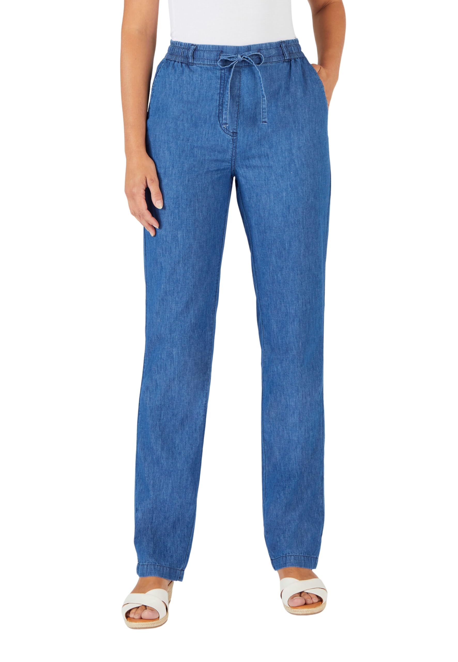 Damart Prêt-à-porter Pantaloni Chambray gamba dritta blu denim medio taglia 27